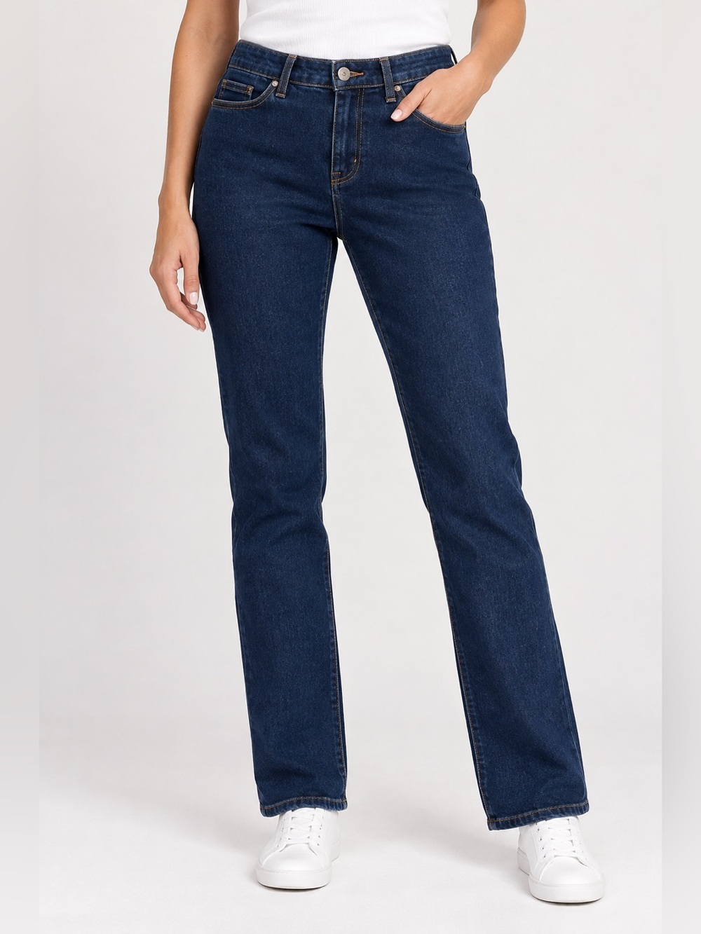 Old Navy Power Slim Straight Mid Rise Dark Wash Stretch Denim Jeans Women’s 10